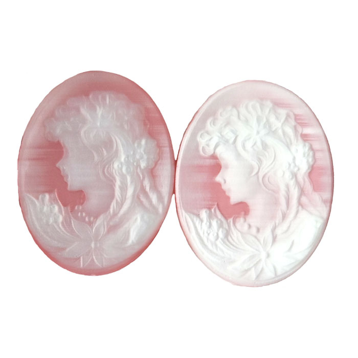 27X35MM WOMAN CAMEO CAT'S EYE PINK